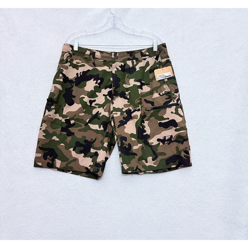 NEW Fintech Men's Cargo Camo Submariner Woven Shorts Size L Performance Fishing